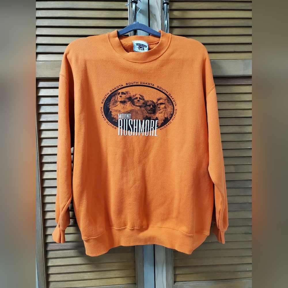 Vintage 90s Heavyweight Lee Sturdy Sweats Sweatshirt Coral Mens L Mount Rushmore